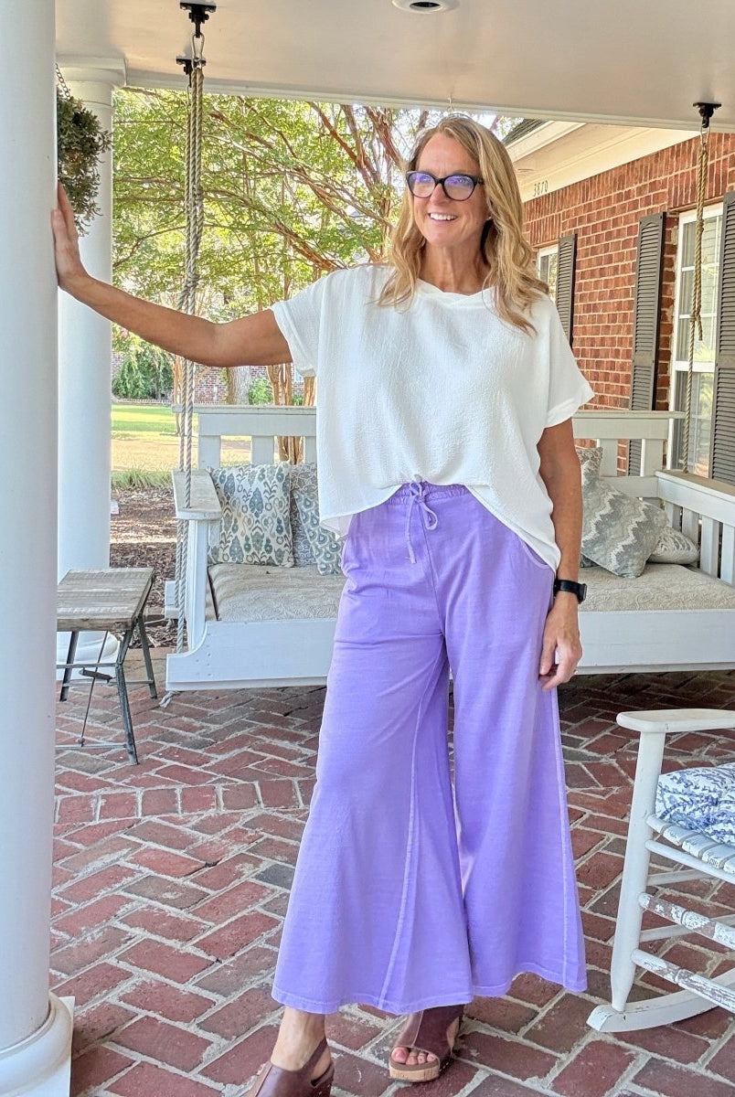 French Terry Enzyme Wash Pants - Lavender - casual pants - Jimberly's Boutique - Olive Branch - Mississippi