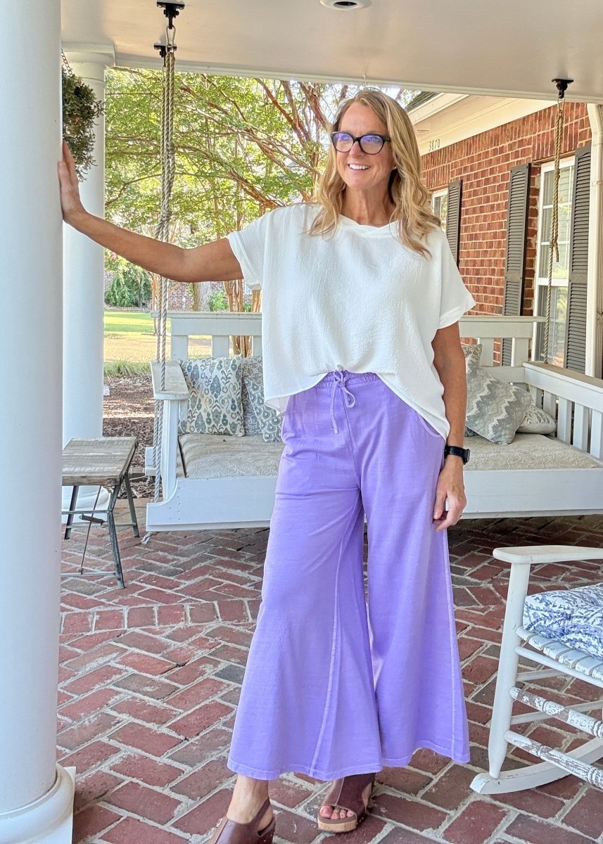 French Terry Enzyme Wash Pants - Lavender - casual pants - Jimberly's Boutique - Olive Branch - Mississippi
