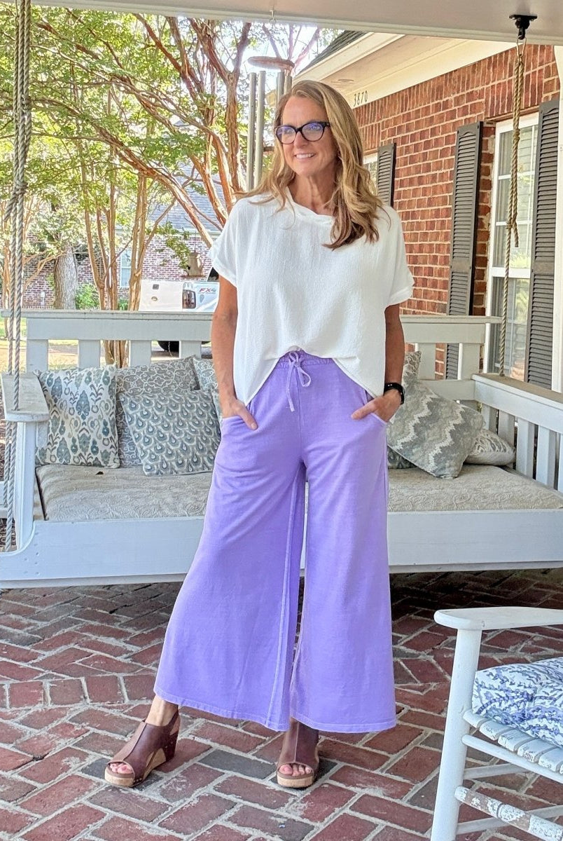 French Terry Enzyme Wash Pants - Lavender - casual pants - Jimberly's Boutique - Olive Branch - Mississippi