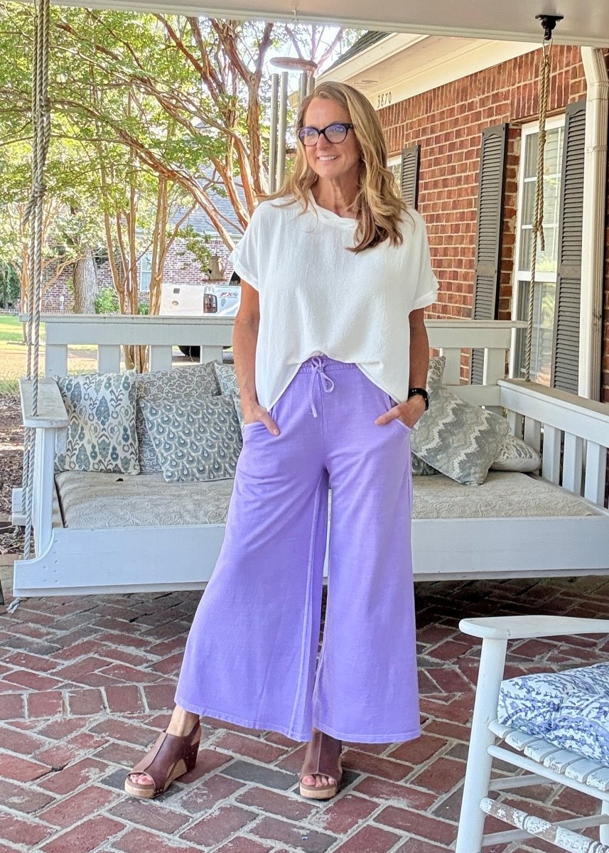 French Terry Enzyme Wash Pants - Lavender - casual pants - Jimberly's Boutique - Olive Branch - Mississippi