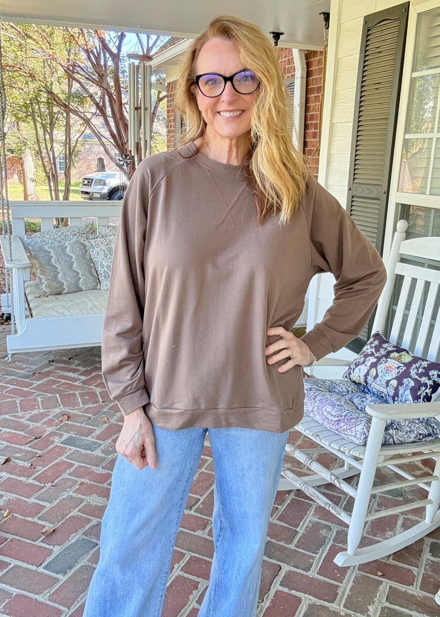 French Terry Raglan Pullover - Mocha - Jimberly's Boutique-Olive Branch-Mississippi