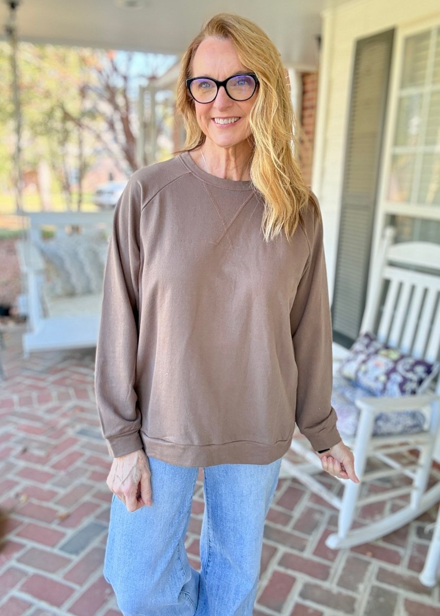 French Terry Raglan Pullover - Mocha - Jimberly's Boutique-Olive Branch-Mississippi