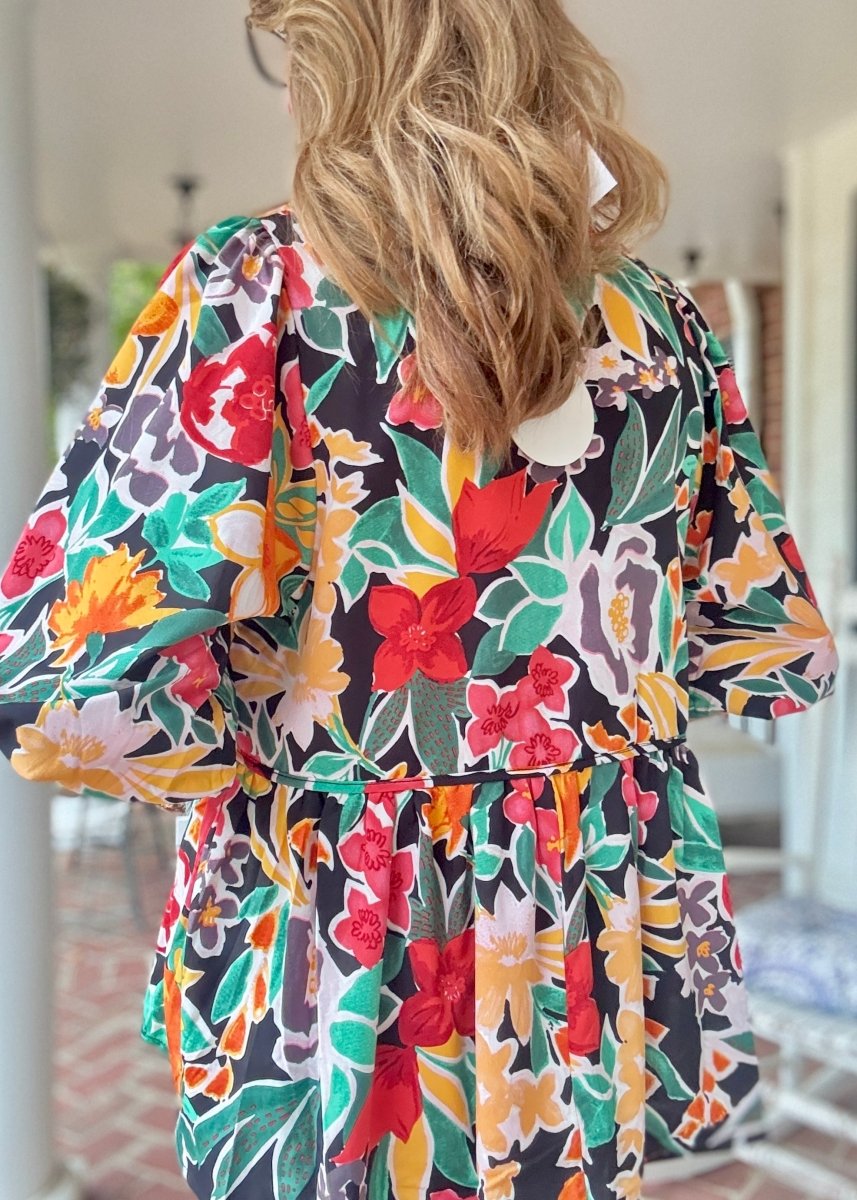 Garden Grace Top - Black Mix - Floral Top - Jimberly's Boutique - Olive Branch - Mississippi