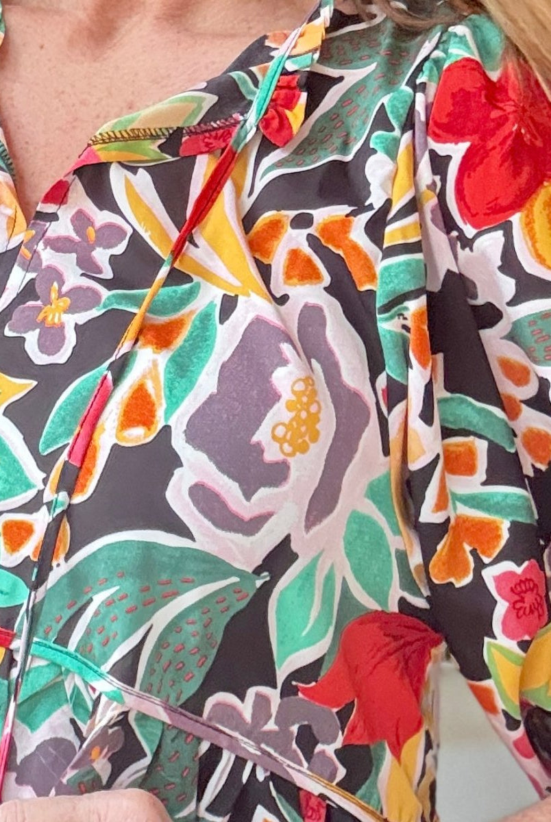Garden Grace Top - Black Mix - Floral Top - Jimberly's Boutique - Olive Branch - Mississippi