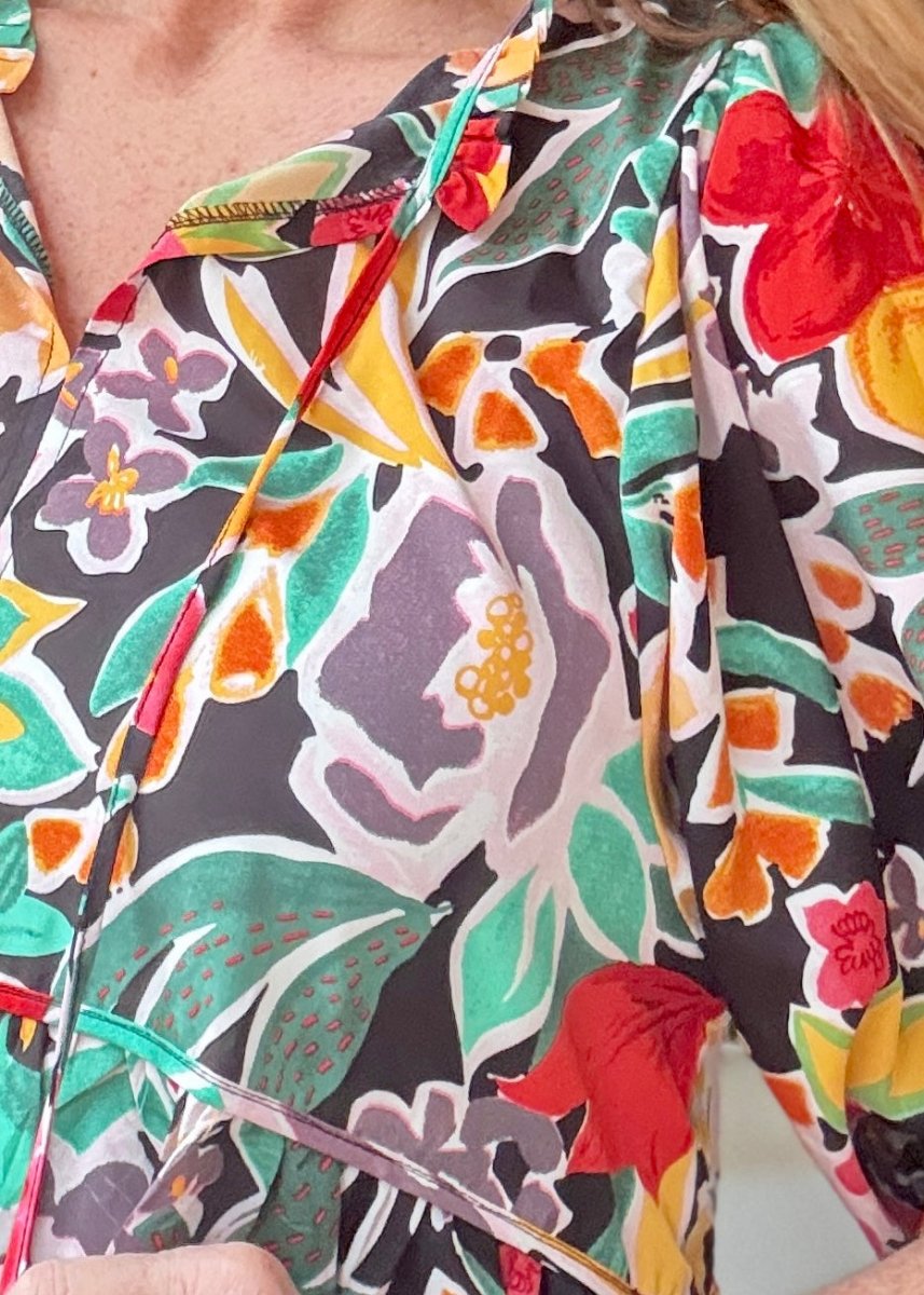 Garden Grace Top - Black Mix - Floral Top - Jimberly's Boutique - Olive Branch - Mississippi