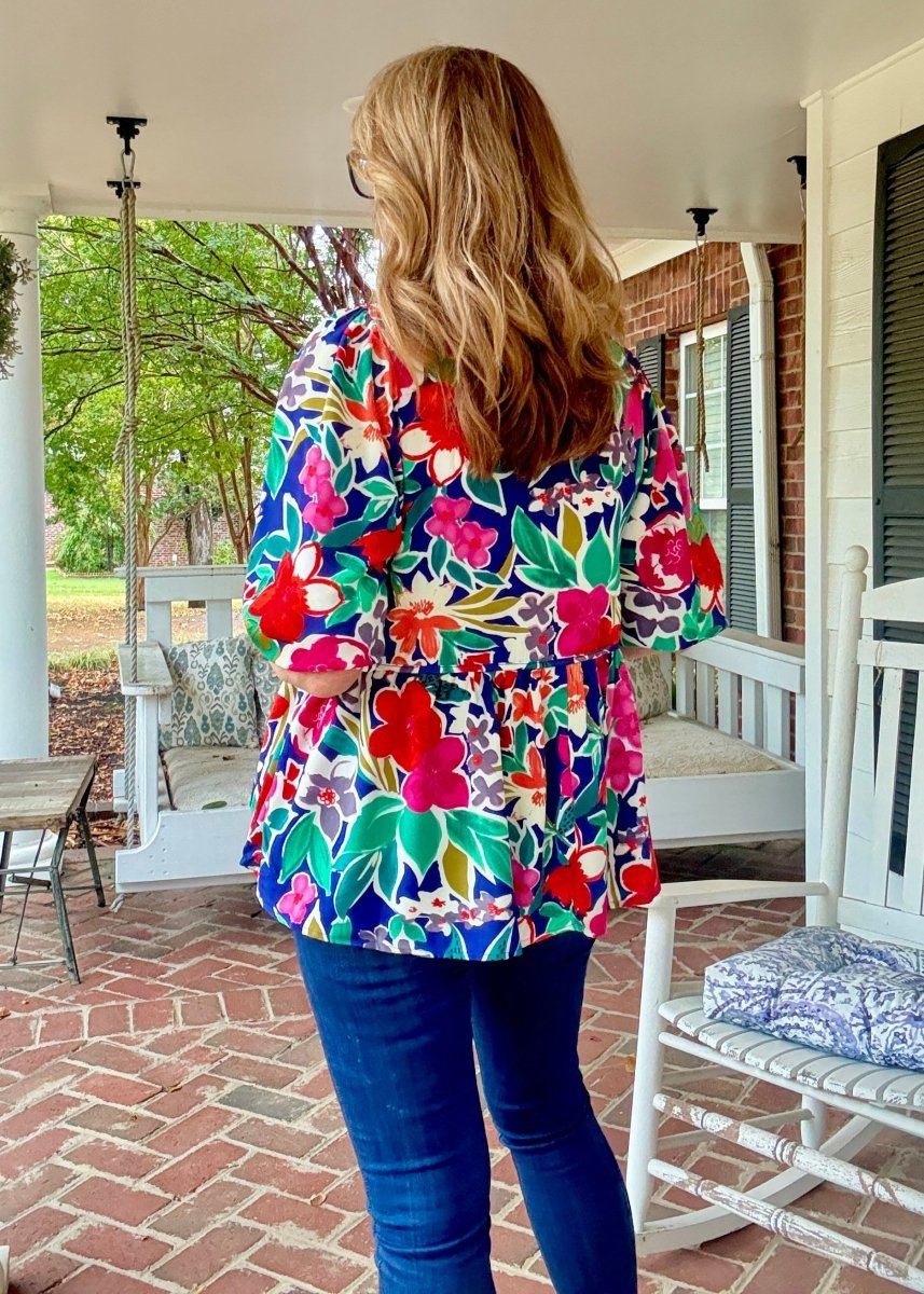 Garden Grace Top - Navy Mix - Floral Top - Jimberly's Boutique - Olive Branch - Mississippi
