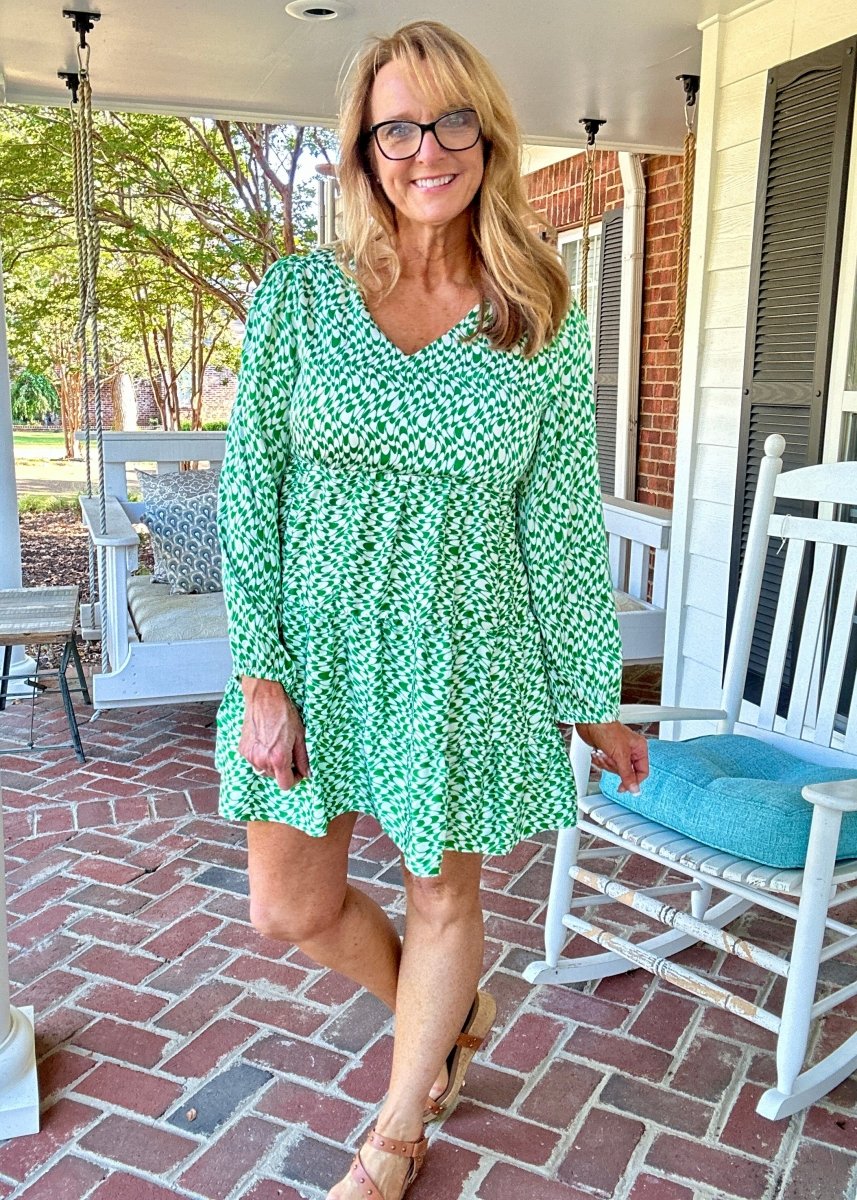 Geo Print Dress - Green - dress - Jimberly's Boutique - Olive Branch - Mississippi