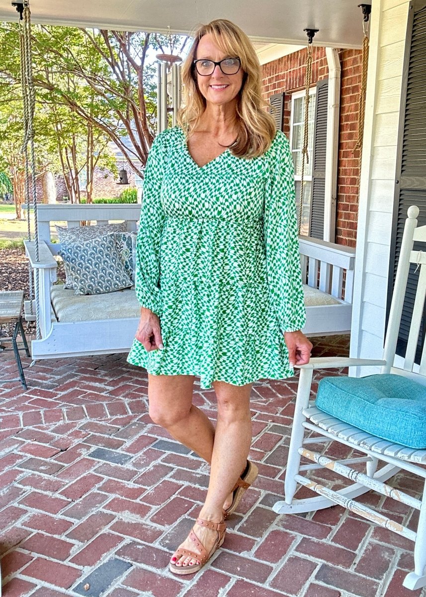 Geo Print Dress - Green - dress - Jimberly's Boutique - Olive Branch - Mississippi