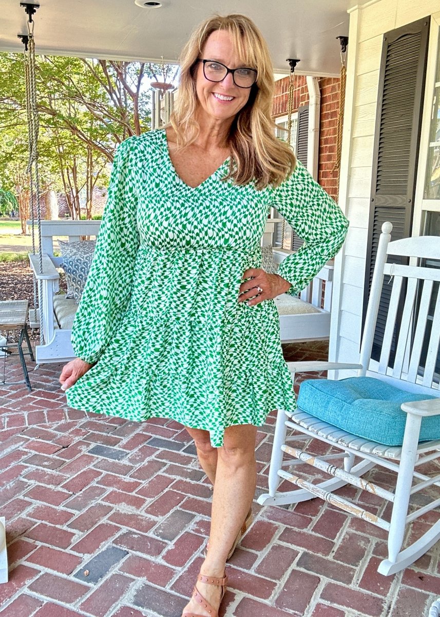 Geo Print Dress - Green - dress - Jimberly's Boutique - Olive Branch - Mississippi