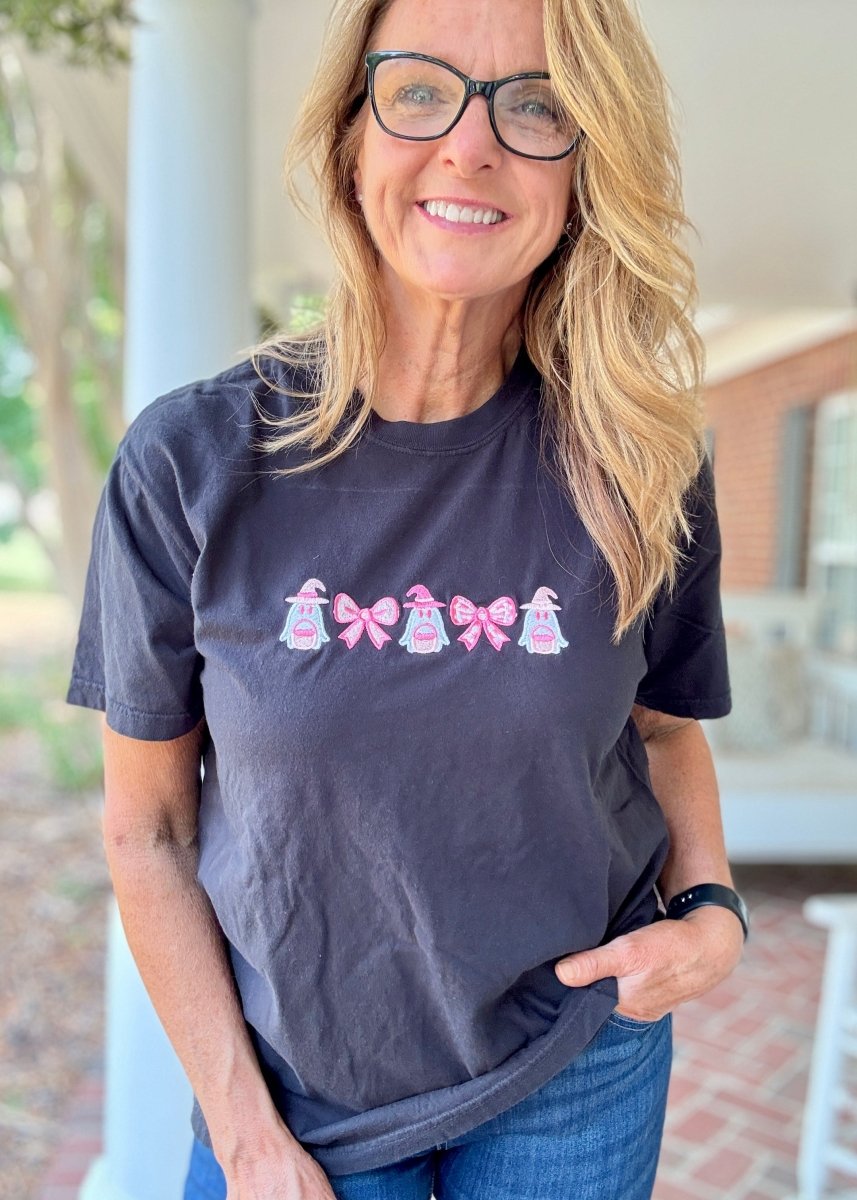 Ghost & Bows Embroidered T shirt | Comfort Colors - Embroidered Comfort Colors - Jimberly's Boutique - Olive Branch - Mississippi