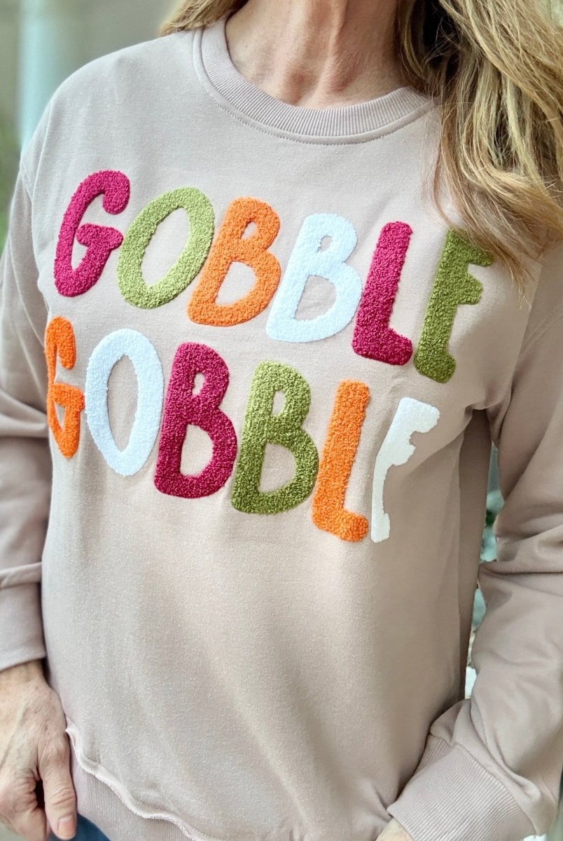 GOBBLE Patch Sweatshirt - fall sweatshirt - Jimberly's Boutique - Olive Branch - Mississippi