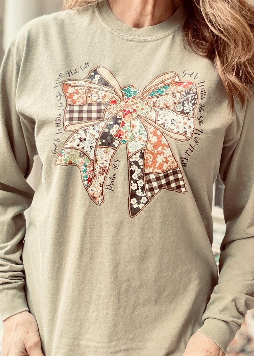 God Is Within Her Psalm 46:5 Long Sleeve - Embroidered Comfort Colors - Jimberly's Boutique - Olive Branch - Mississippi