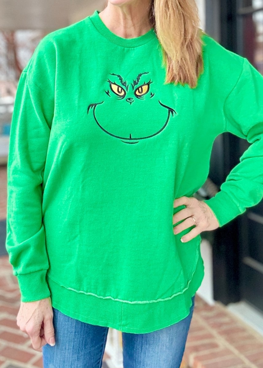 Grinch Royce Embroidered Poncho Hi - Lo Fleece - Royce Fleece - Jimberly's Boutique - Olive Branch - Mississippi