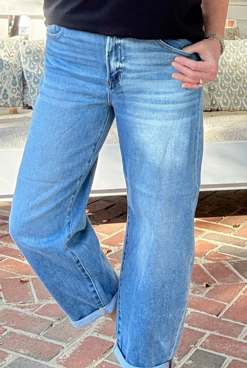 Gunnison Mild Barrel Cuffed Jeans | Risen - risen jeans - Jimberly's Boutique - Olive Branch - Mississippi