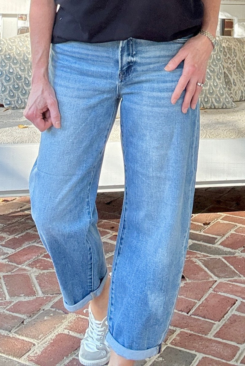 Gunnison Mild Barrel Cuffed Jeans | Risen - risen jeans - Jimberly's Boutique - Olive Branch - Mississippi