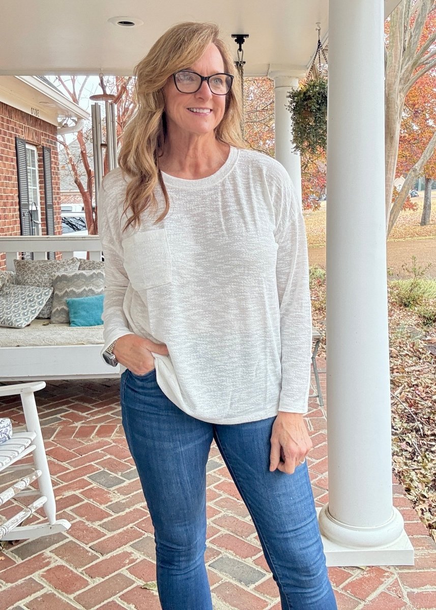 Hacci Long Sleeve Top - Ivory - Casual Top - Jimberly's Boutique - Olive Branch - Mississippi