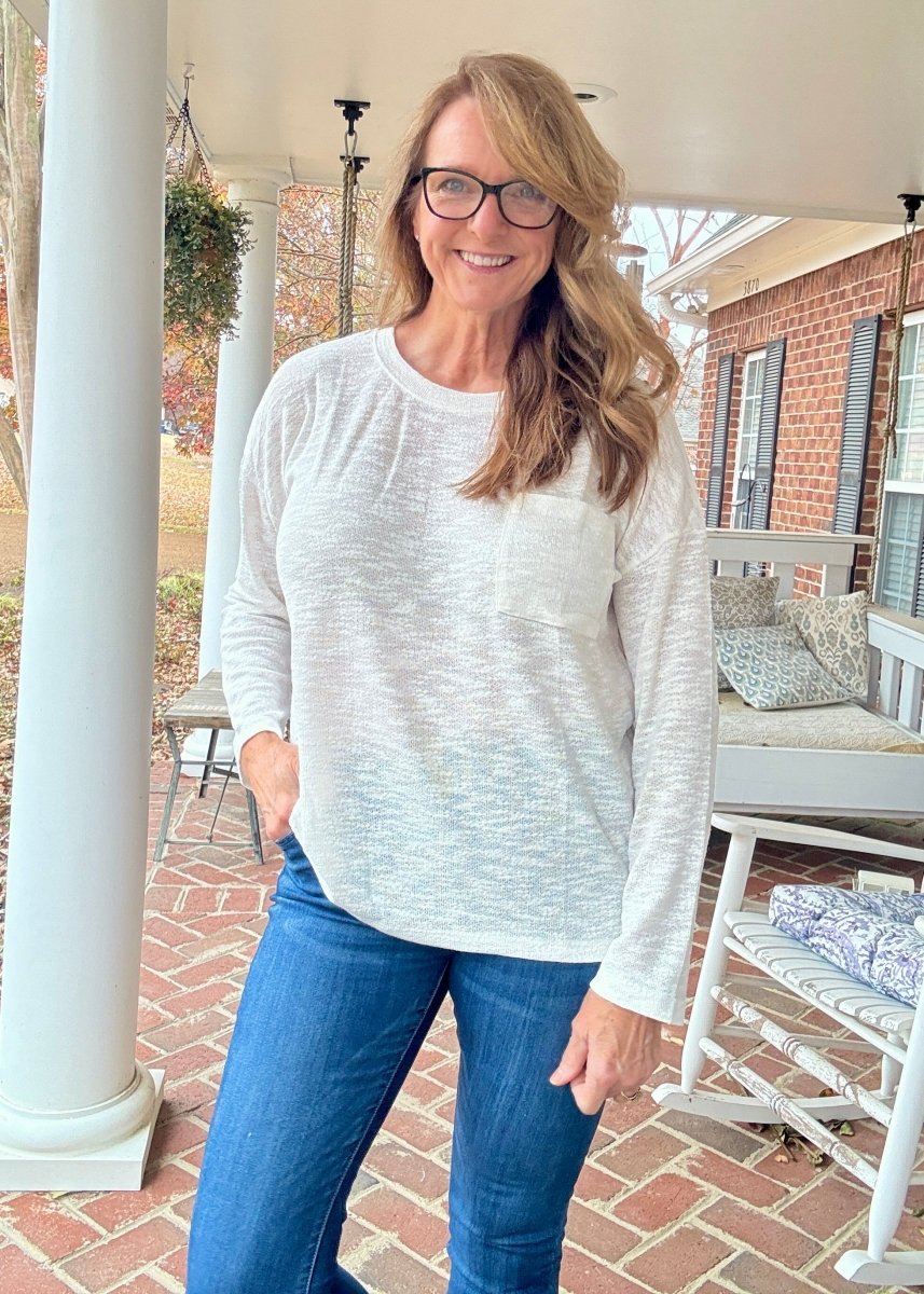 Hacci Long Sleeve Top - Ivory - Casual Top - Jimberly's Boutique - Olive Branch - Mississippi