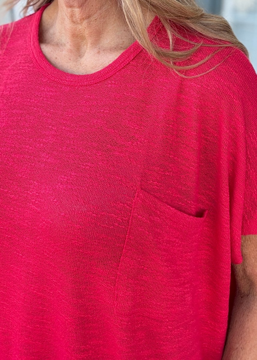 Hacci Pocket Top - Red - Casual Top - Jimberly's Boutique - Olive Branch - Mississippi