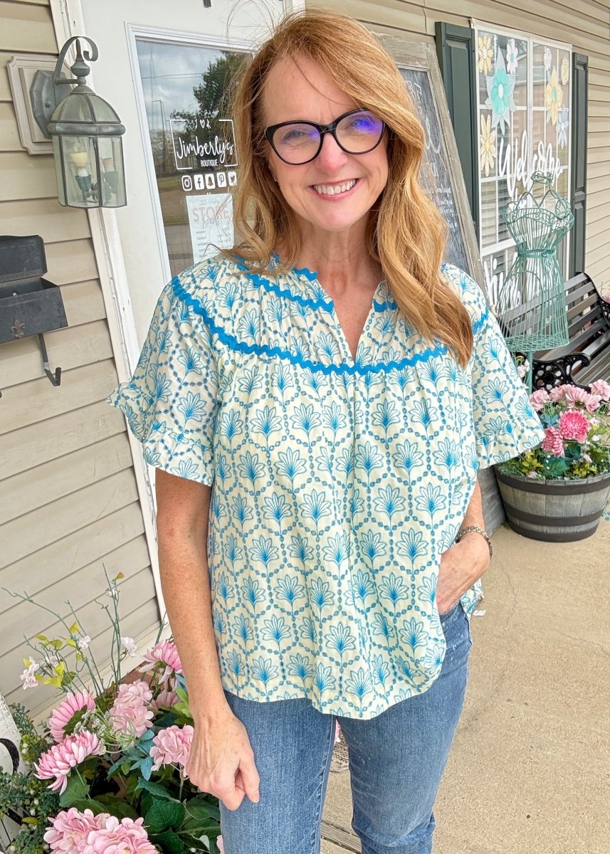 Hadley Eyelet Fabric Top - Cream | Umgee - Umgee Top - Jimberly's Boutique - Olive Branch - Mississippi