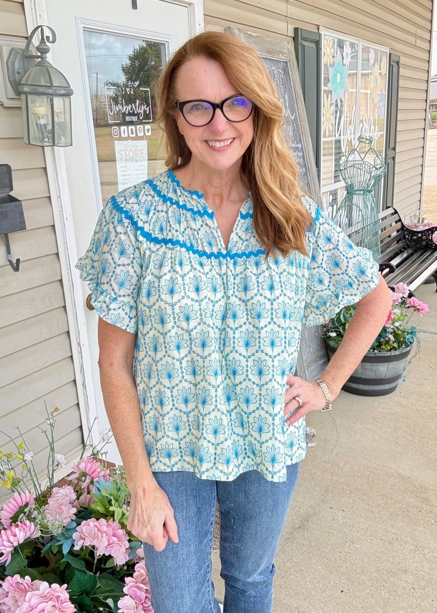 Hadley Eyelet Fabric Top - Cream | Umgee - Umgee Top - Jimberly's Boutique - Olive Branch - Mississippi