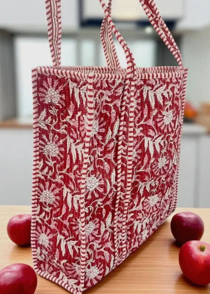 Hampton Red Floral Tote Bag - floral tote bag - Jimberly's Boutique - Olive Branch - Mississippi