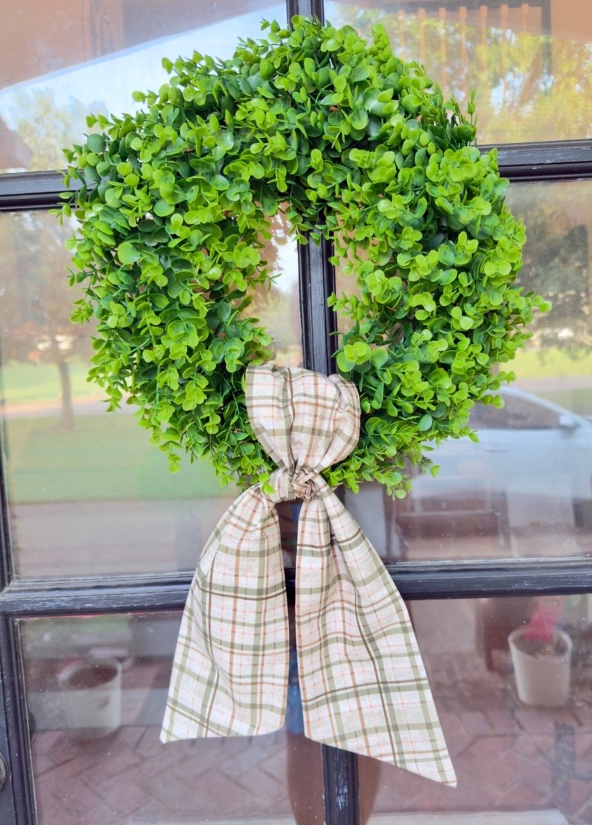 Handmade Wreath Sash - Brown/Sage Plaid - Wreath Sash -Jimberly's Boutique-Olive Branch-Mississippi