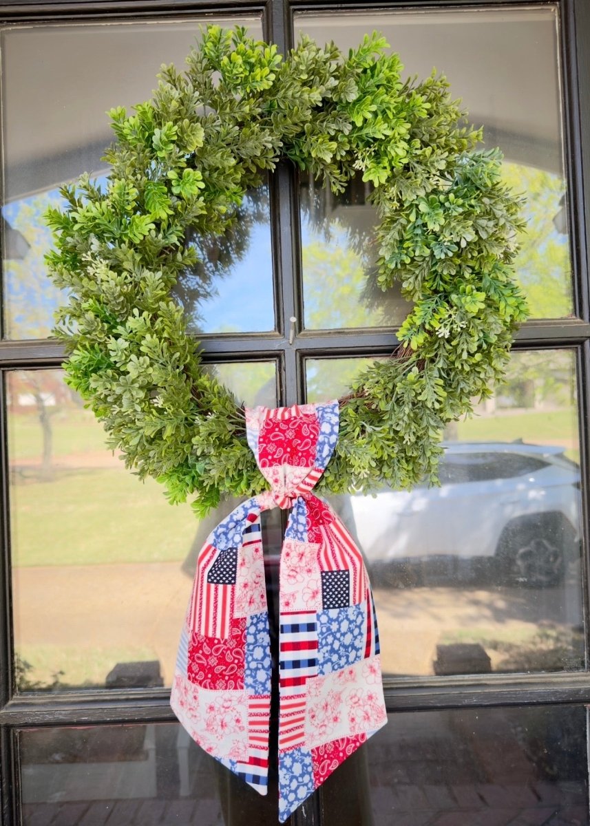 Handmade Wreath Sash - Patriotic Patchwork - Wreath Sash - Jimberly's Boutique - Olive Branch - Mississippi