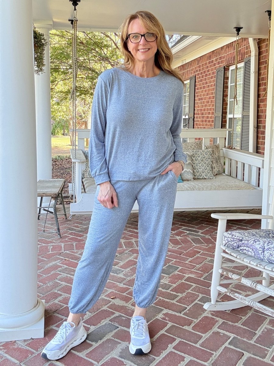 Heather Hacci Jogger Set - Dusty Blue - jogger set - Jimberly's Boutique - Olive Branch - Mississippi