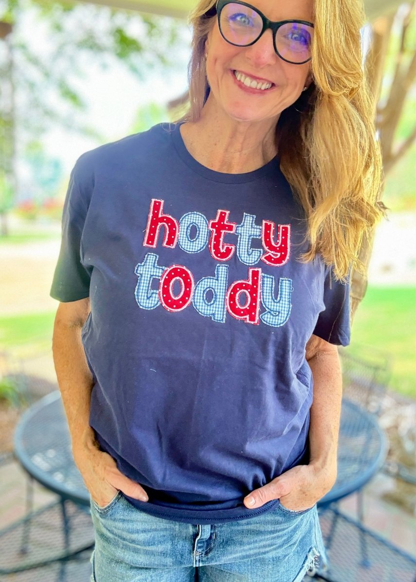 Hotty Toddy Embroidered Appliqué Crew Neck Tee - Graphic Tee - Jimberly's Boutique - Olive Branch - Mississippi