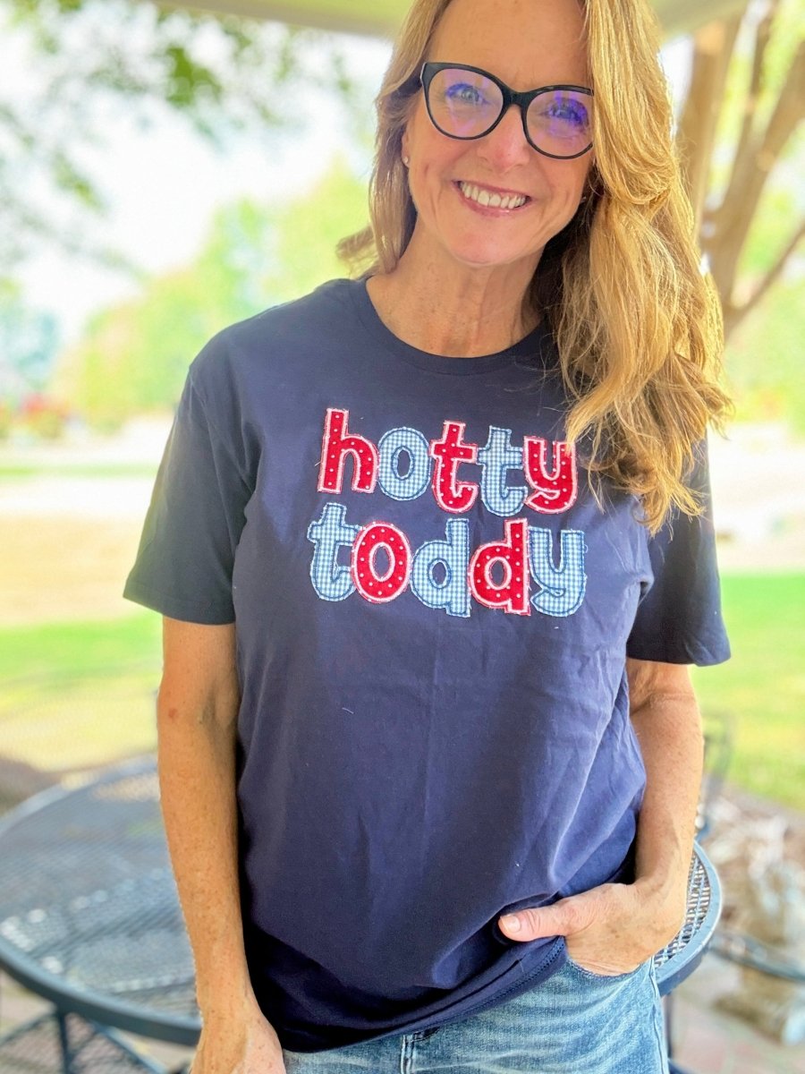 Hotty Toddy Embroidered Appliqué Crew Neck Tee - Graphic Tee - Jimberly's Boutique - Olive Branch - Mississippi