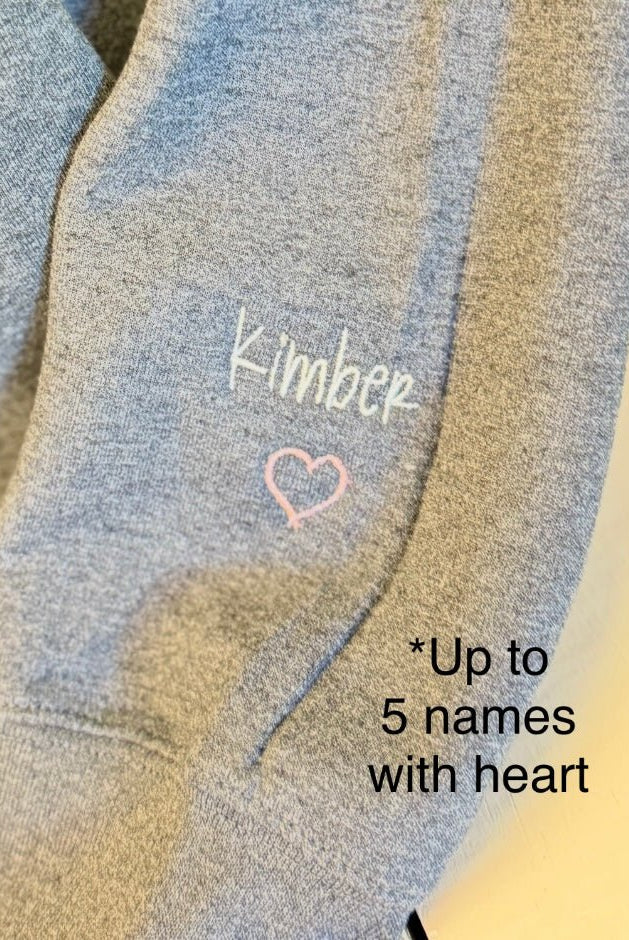 I Wear My Heart On My Sleeve Embroidered Sweatshirt - Dk Heather Grey - Casual Sweatshirt - Jimberly's Boutique - Olive Branch - Mississippi