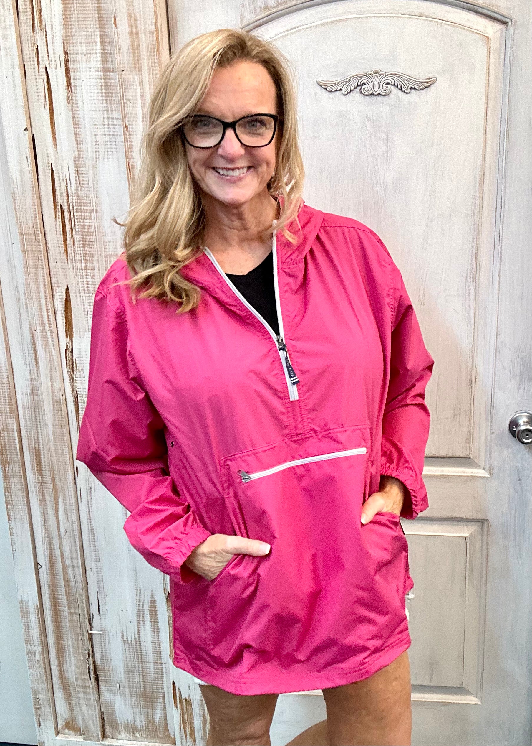 Charles River Unlined Pullover Rain Jacket--Hot Pink - Rain Jacket -Jimberly's Boutique-Olive Branch-Mississippi