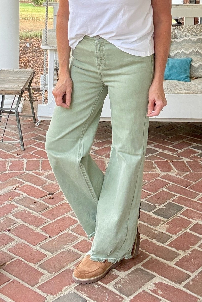 Jefferson Wide Leg Jeans - Olive | Risen - risen jeans - Jimberly's Boutique - Olive Branch - Mississippi