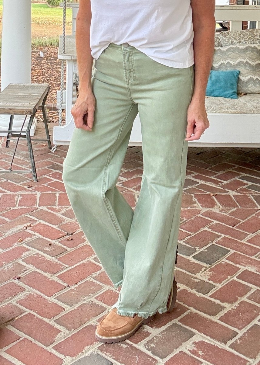 Jefferson Wide Leg Jeans - Olive | Risen - risen jeans - Jimberly's Boutique - Olive Branch - Mississippi