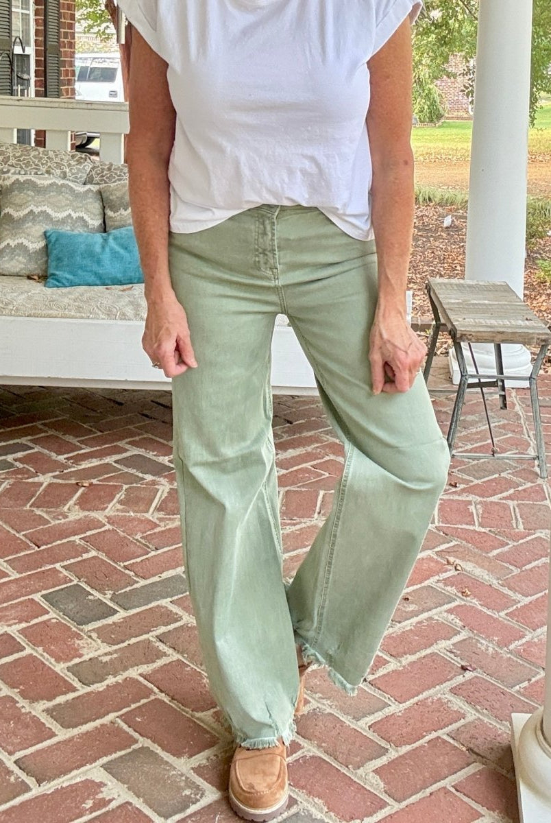 Jefferson Wide Leg Jeans - Olive | Risen - risen jeans - Jimberly's Boutique - Olive Branch - Mississippi