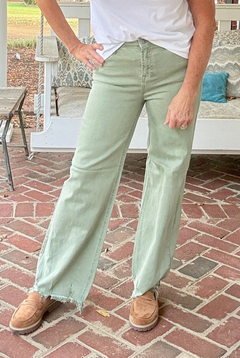 Jefferson Wide Leg Jeans - Olive | Risen - risen jeans - Jimberly's Boutique - Olive Branch - Mississippi