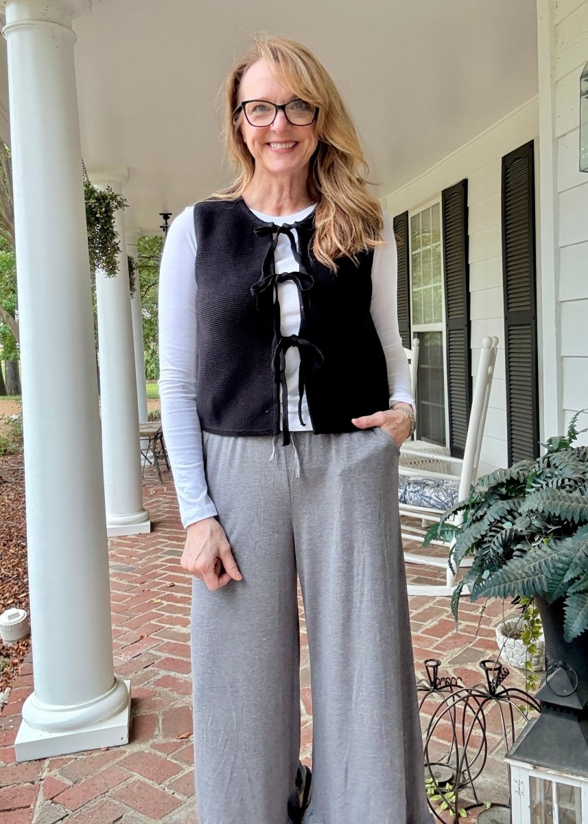 Jessie Tie Front Sweater Vest - Black - sweater vest - Jimberly's Boutique - Olive Branch - Mississippi