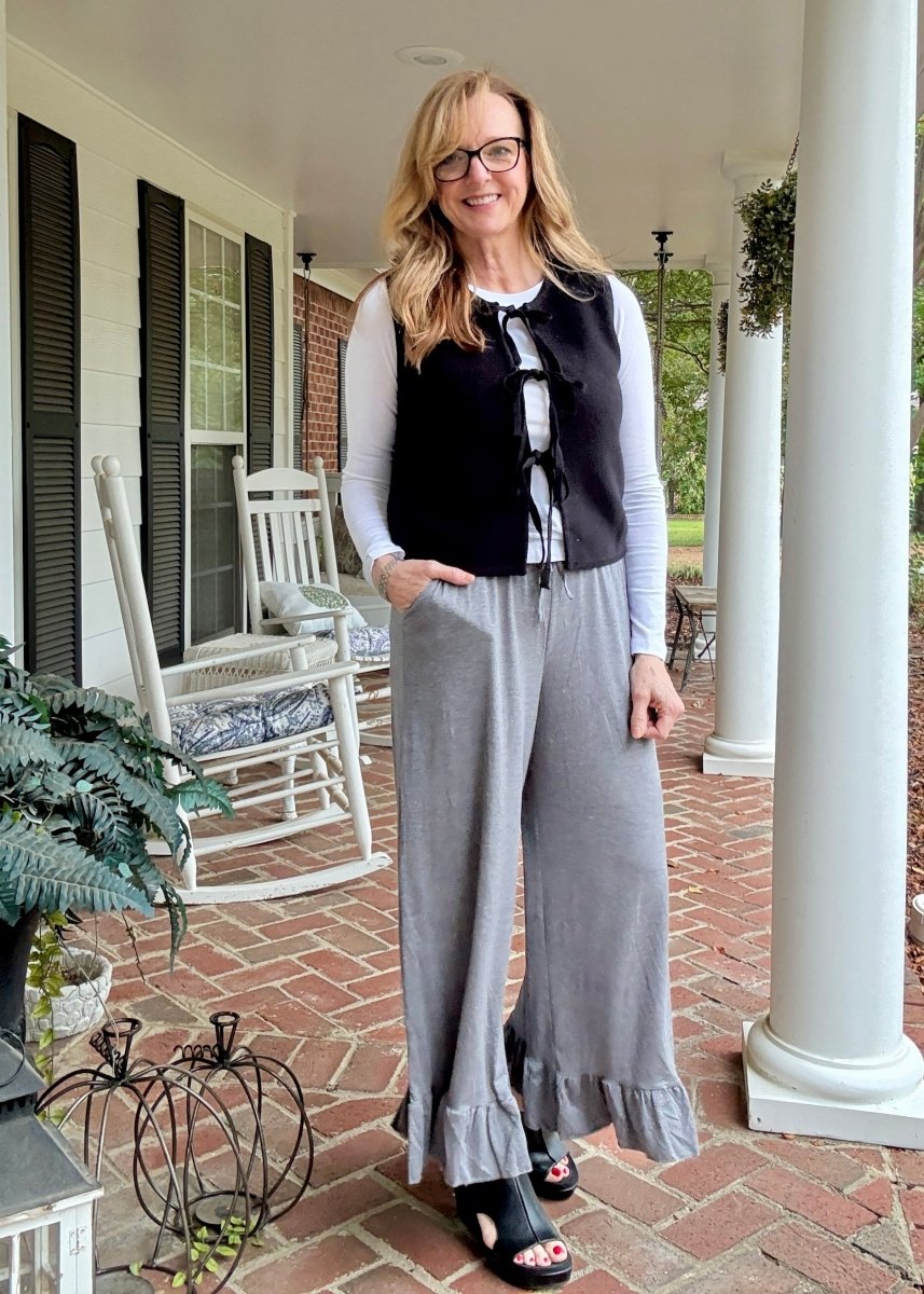 Jessie Tie Front Sweater Vest - Black - sweater vest - Jimberly's Boutique - Olive Branch - Mississippi