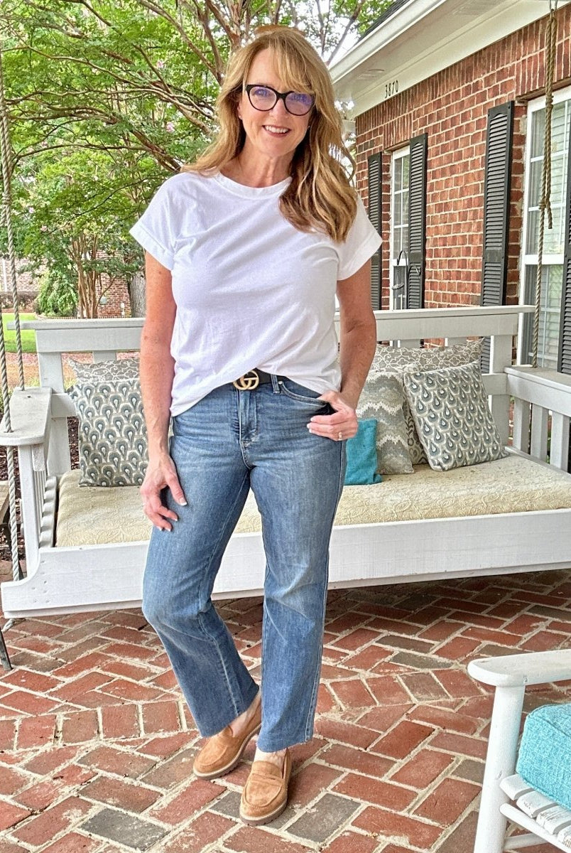 Judy Blue Jeans | Amory | Mid Rise | Tummy Control | Straight Leg | Med Wash - jeans - Jimberly's Boutique - Olive Branch - Mississippi