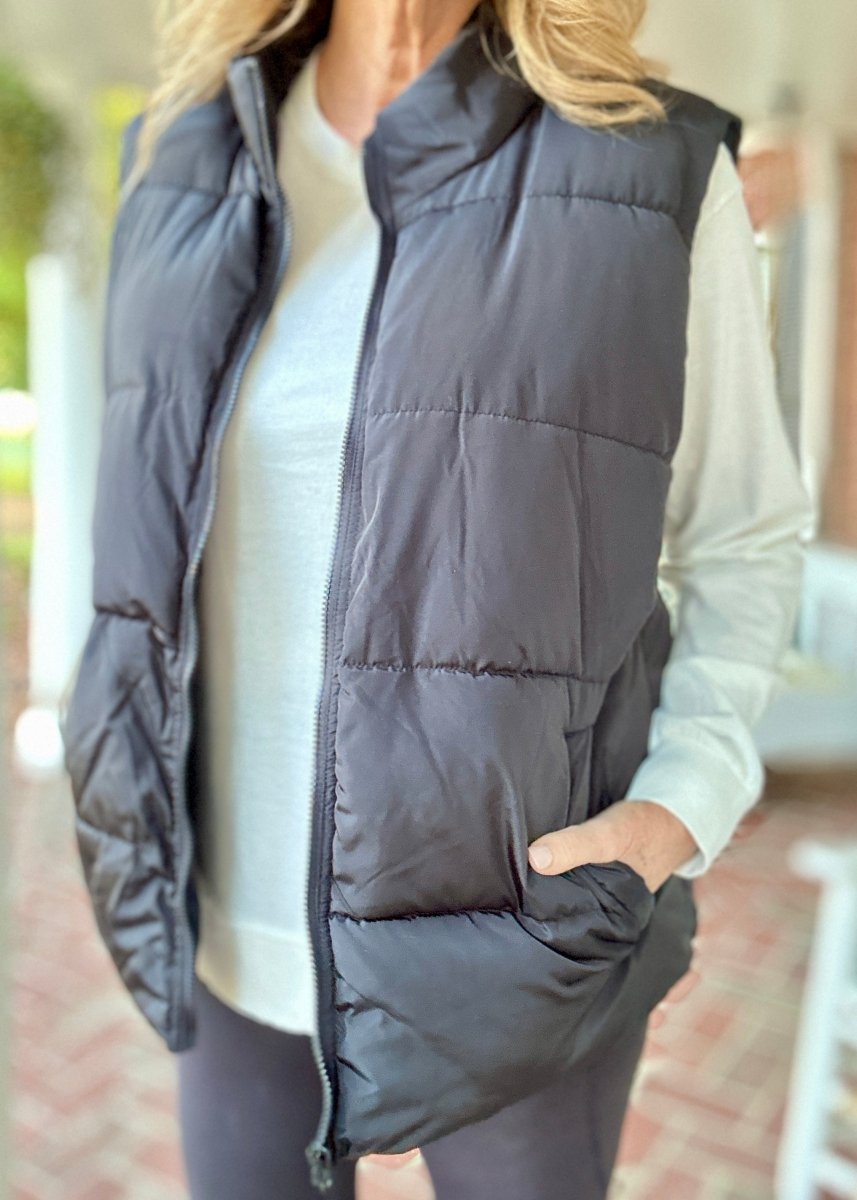 Ladies Black Puffer Vest (S - 3X) - Puffer vest - Jimberly's Boutique - Olive Branch - Mississippi