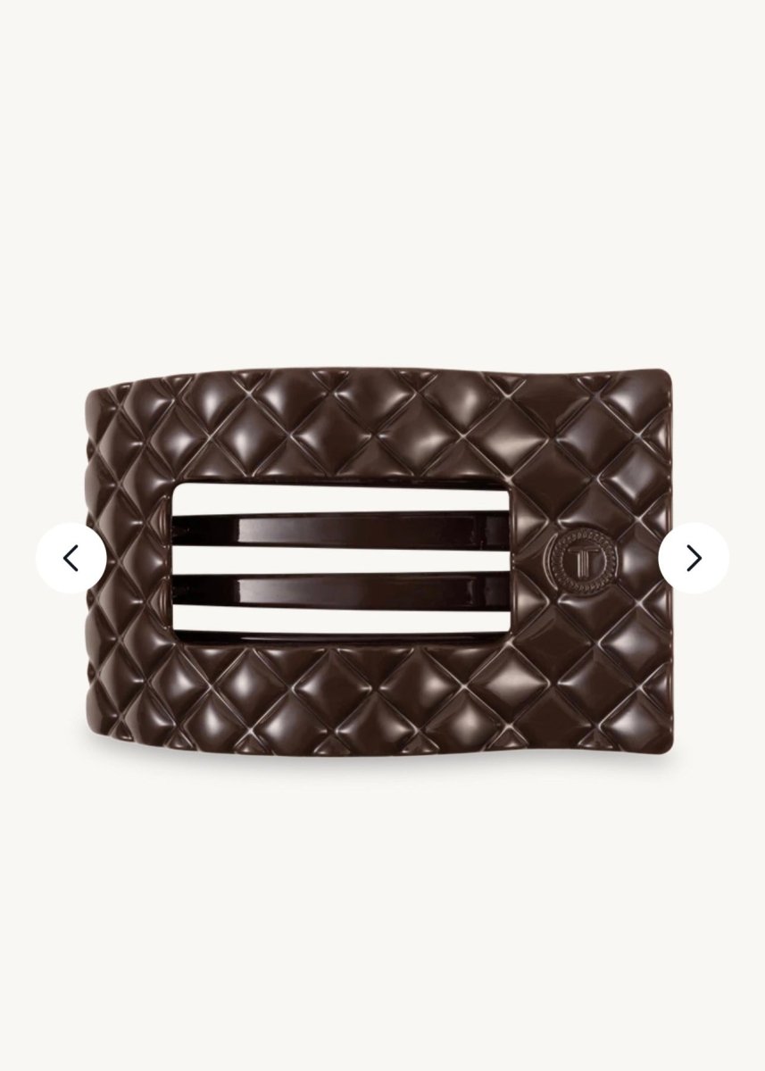 Large Rectangle Flat Hair Clip - Truly Taupe Quilted - Flat Hair Clip - Jimberly's Boutique - Olive Branch - Mississippi