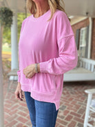 Legacy Hi - Low Hem Fleece Pullover - Candy Pink - Casual Sweatshirt - Jimberly's Boutique - Olive Branch - Mississippi