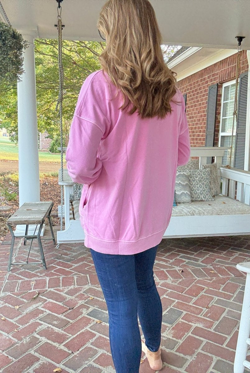 Legacy Hi - Low Hem Fleece Pullover - Candy Pink - Casual Sweatshirt - Jimberly's Boutique - Olive Branch - Mississippi