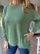 Legacy Hi - Low Hem Fleece Pullover - Olive Green - Casual Sweatshirt - Jimberly's Boutique - Olive Branch - Mississippi