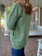 Legacy Hi - Low Hem Fleece Pullover - Olive Green - Casual Sweatshirt - Jimberly's Boutique - Olive Branch - Mississippi