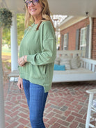 Legacy Hi - Low Hem Fleece Pullover - Olive Green - Casual Sweatshirt - Jimberly's Boutique - Olive Branch - Mississippi