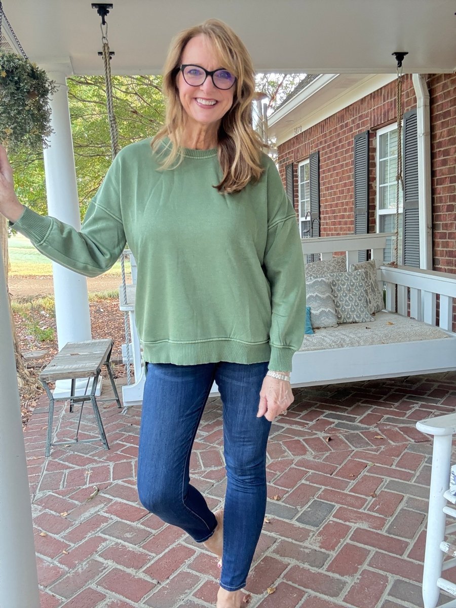 Legacy Hi - Low Hem Fleece Pullover - Olive Green - Casual Sweatshirt - Jimberly's Boutique - Olive Branch - Mississippi