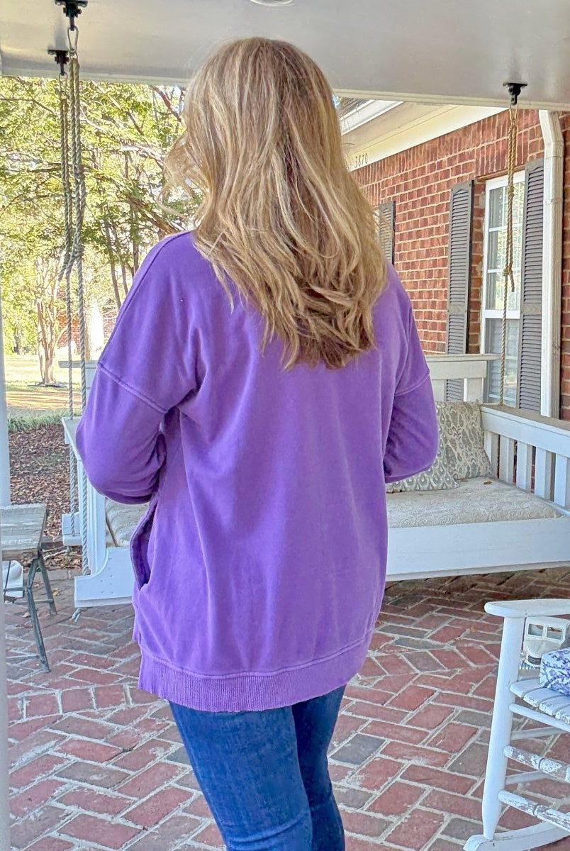 Legacy Hi - Low Hem Fleece Pullover - Violet - Casual Sweatshirt - Jimberly's Boutique - Olive Branch - Mississippi
