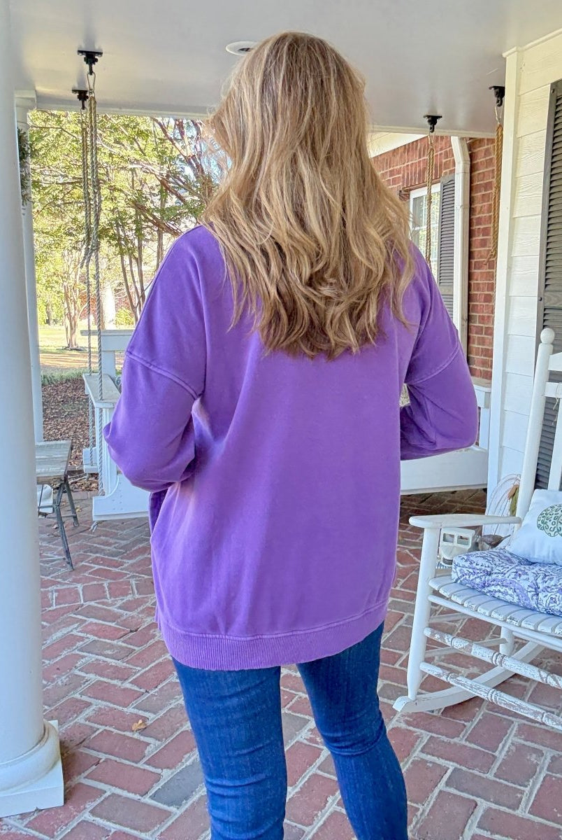 Legacy Hi - Low Hem Fleece Pullover - Violet - Casual Sweatshirt - Jimberly's Boutique - Olive Branch - Mississippi