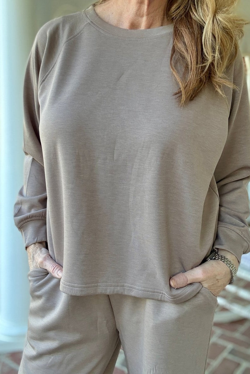 Lennon Scuba Crewneck & Pants Lounge Set - Cocoa - lounge set - Jimberly's Boutique - Olive Branch - Mississippi